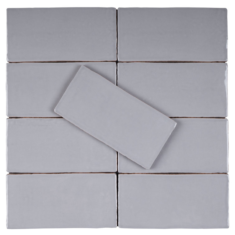 Ceniza Gray Polished Ceramic Subway Wall Tile 2.95" x 5.9"
