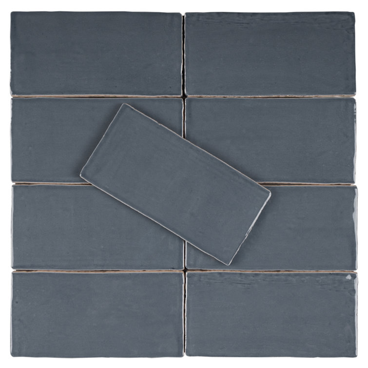 Deep Blue Glossy Ceramic Subway Wall Tile 3" x 6"