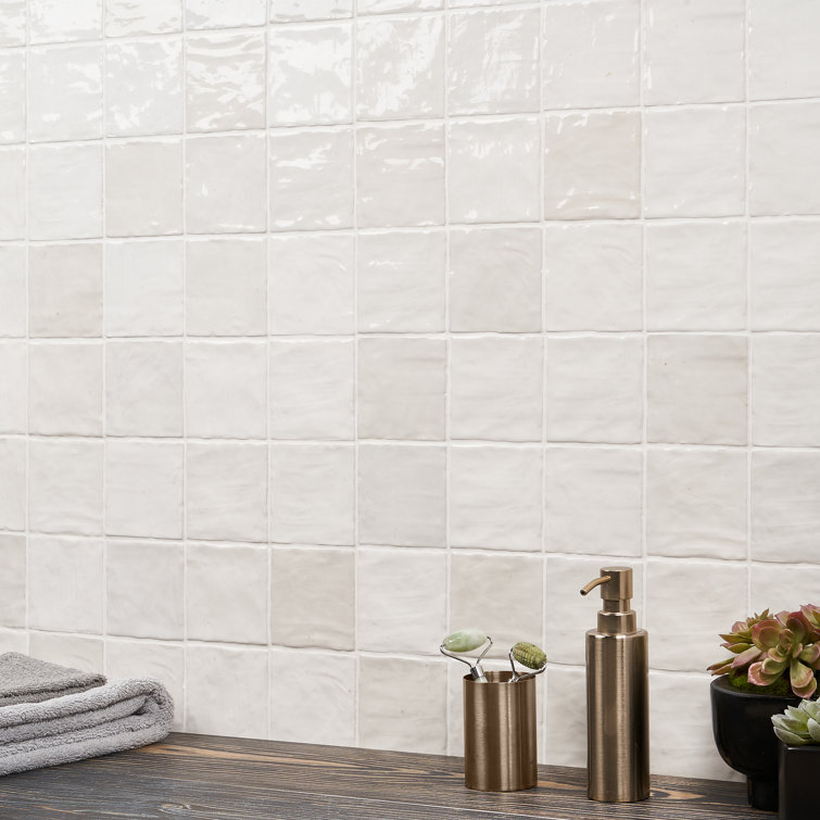 Kingston White 4" x 4" Glossy Ceramic Wall Tile