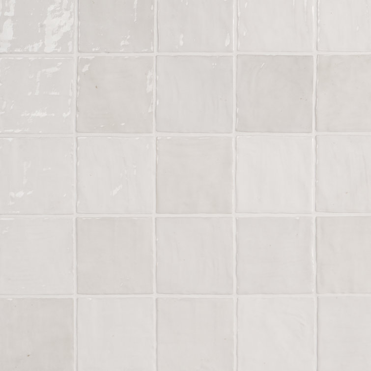 Kingston White 4" x 4" Glossy Ceramic Wall Tile