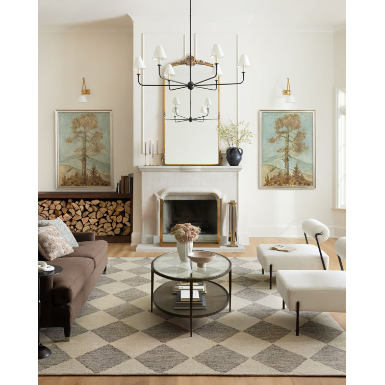 Handmade Tufted Beige & Charcoal Wool Diamond Area Rug 11'6" x 15'