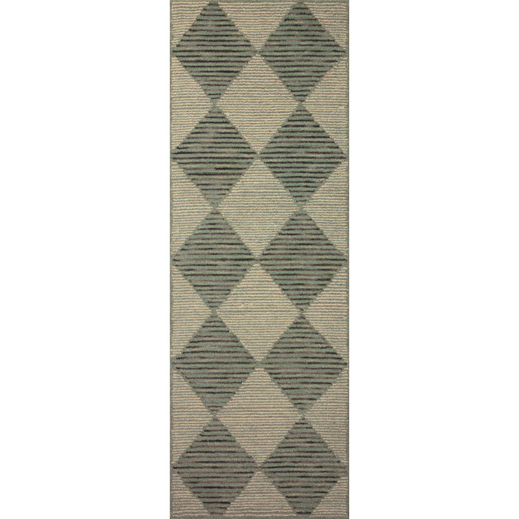 Francis Spa and Granite Wool Diamond Runner Rug