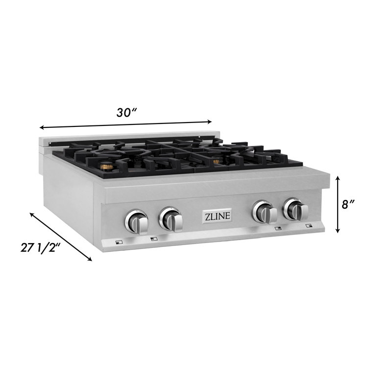 30" Stainless Steel Propane Gas Cooktop with Brass Burners