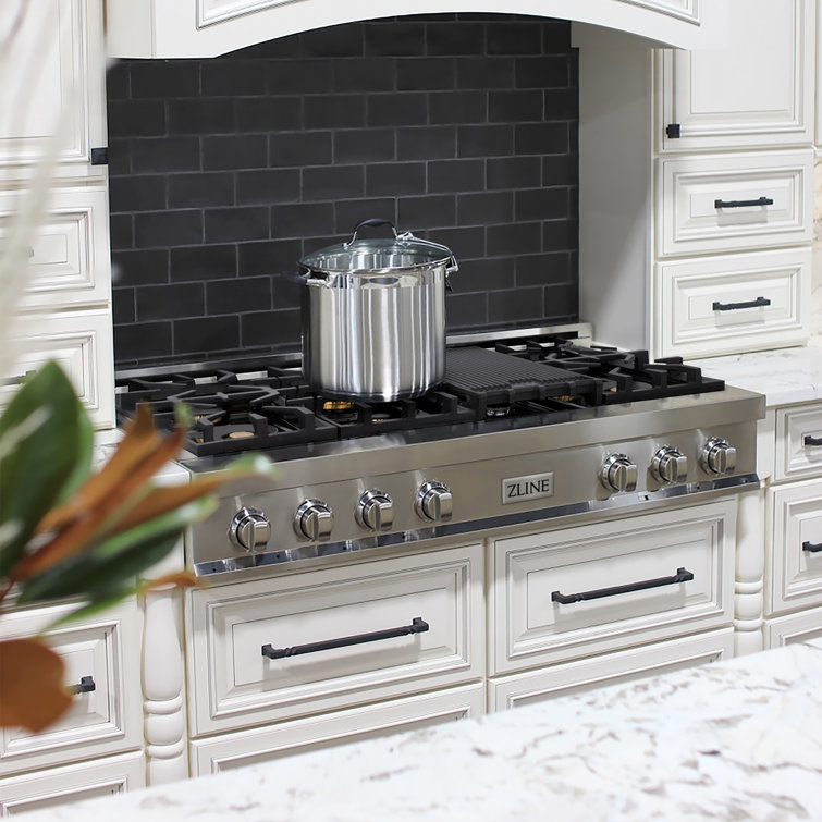 Professional Stainless Steel 48" Gas Cooktop with 7 Burners and Griddle