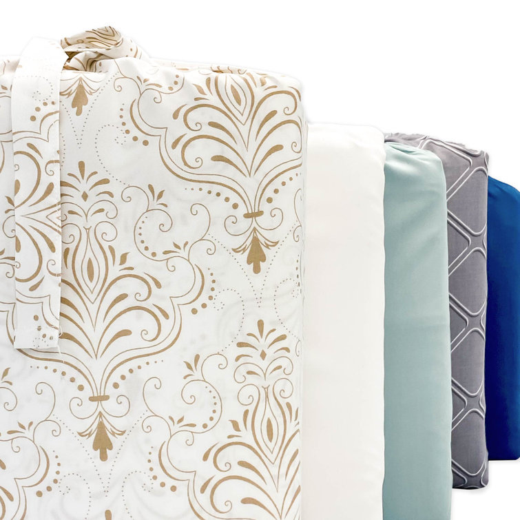 Full/Queen Damask Bamboo Duvet Cover Set with Shams