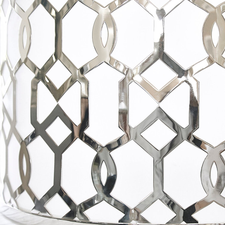 Polished Nickel 5-Light Drum Chandelier with Silk Shade