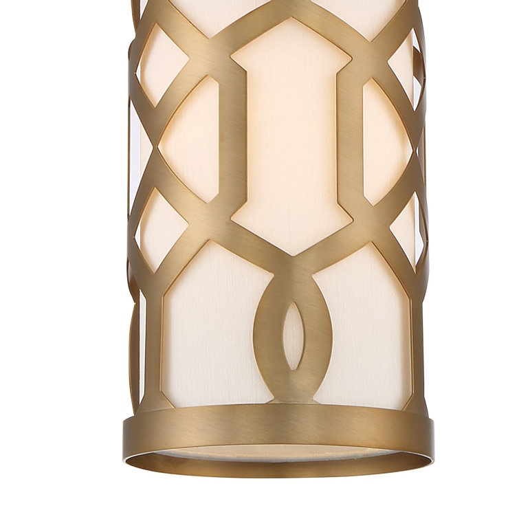 Aged Brass Mini Drum Pendant Light with Silk Shade