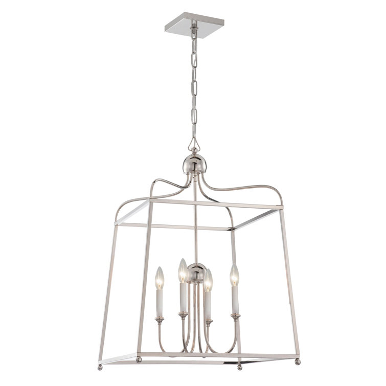 Elegant Sylvan Polished Nickel & Crystal 4-Light Chandelier