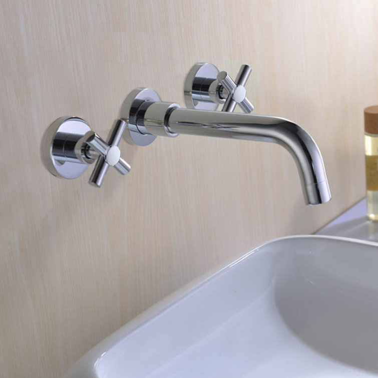 Chrome Wall Mounted 2-Handle Bathroom Faucet