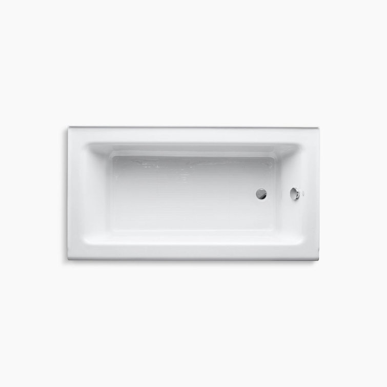 White Cast Iron Alcove Bathtub with Right Drain