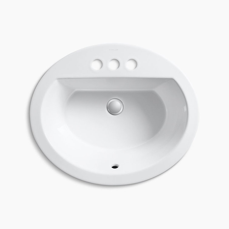 Bryant White Ceramic Oval Drop-In Bathroom Sink with Overflow