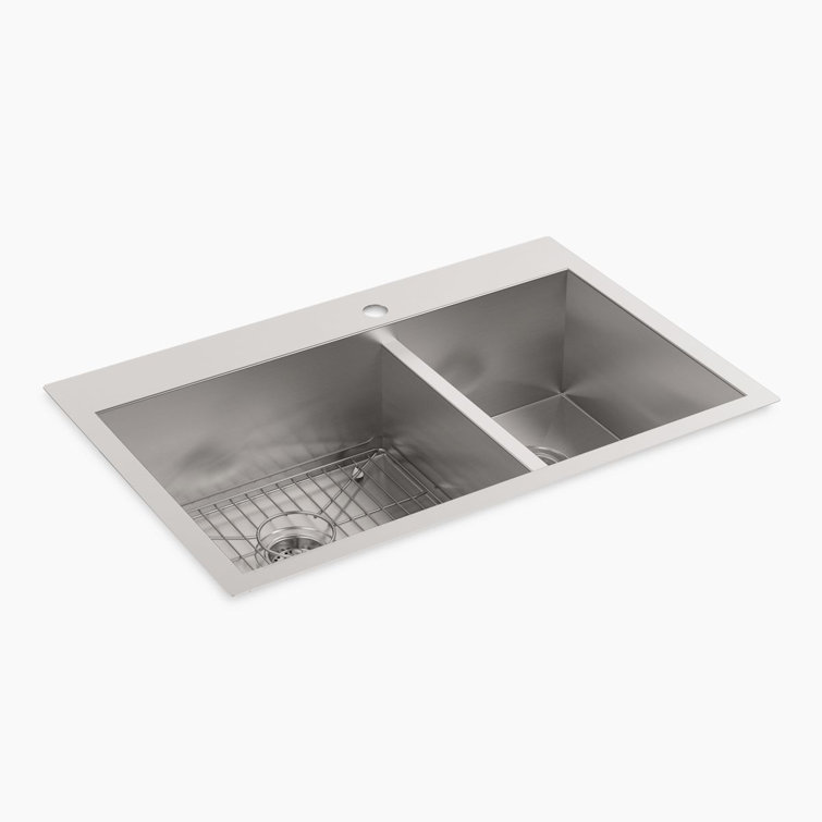 Vault 33" Stainless Steel Double Bowl Drop-In Kitchen Sink