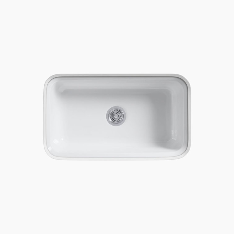 White Cast Iron Single Bowl Undermount Kitchen Sink