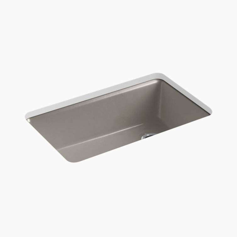 Elegant Gray 33" Undermount Cast Iron Kitchen Sink with Accessories