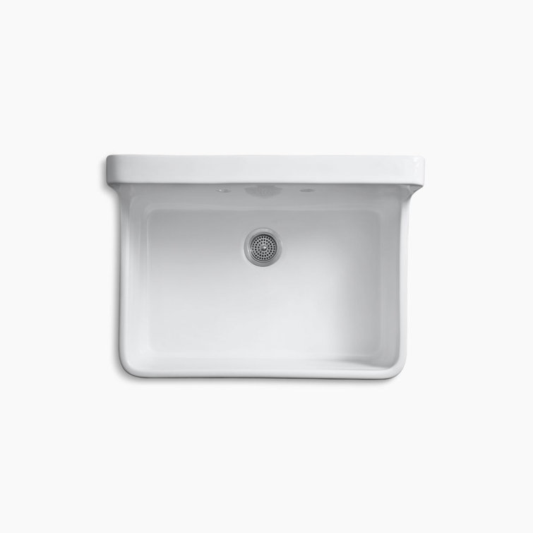 White Ceramic Farmhouse Single-Bowl Kitchen Sink