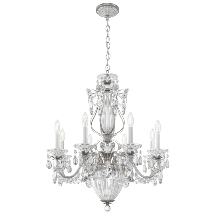 Elegance Polished Silver 11-Light Chandelier with Clear Heritage Crystal