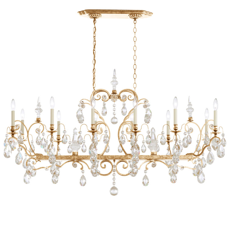 French Gold 13-Light Crystal Chandelier with Bronze Accents