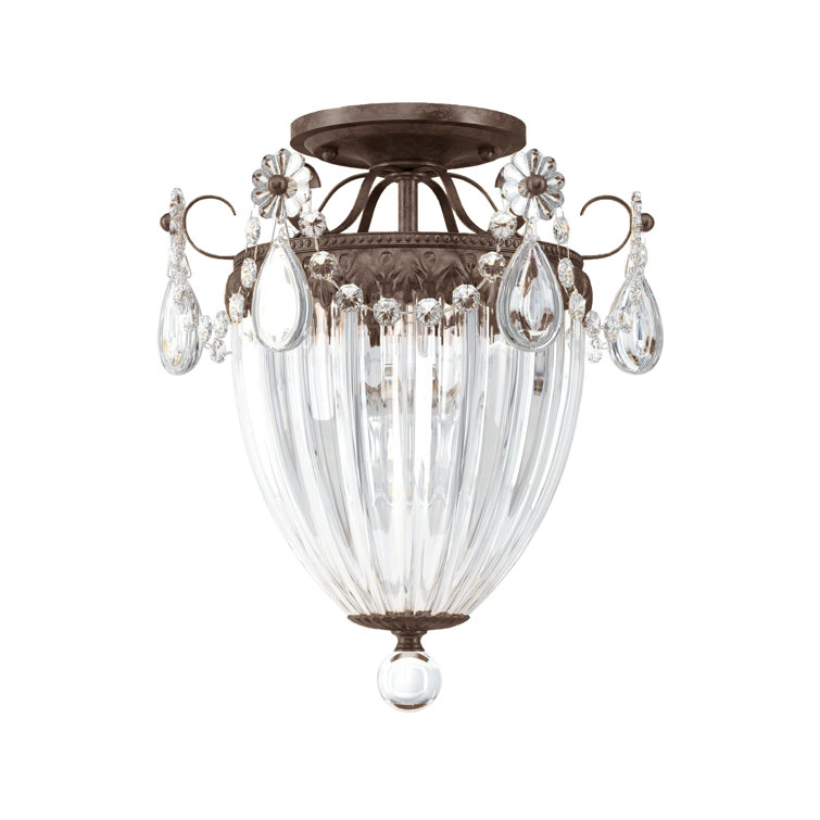 Etruscan Gold 3-Light Semi-Flush Mount with Clear Heritage Crystal