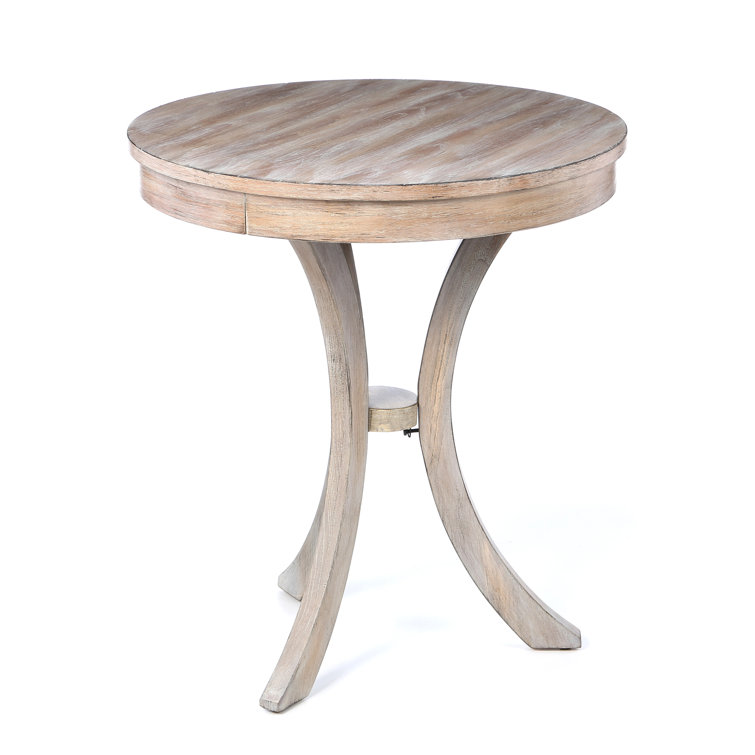 Sleek Bending Legs 24" Round Driftwood Side Table