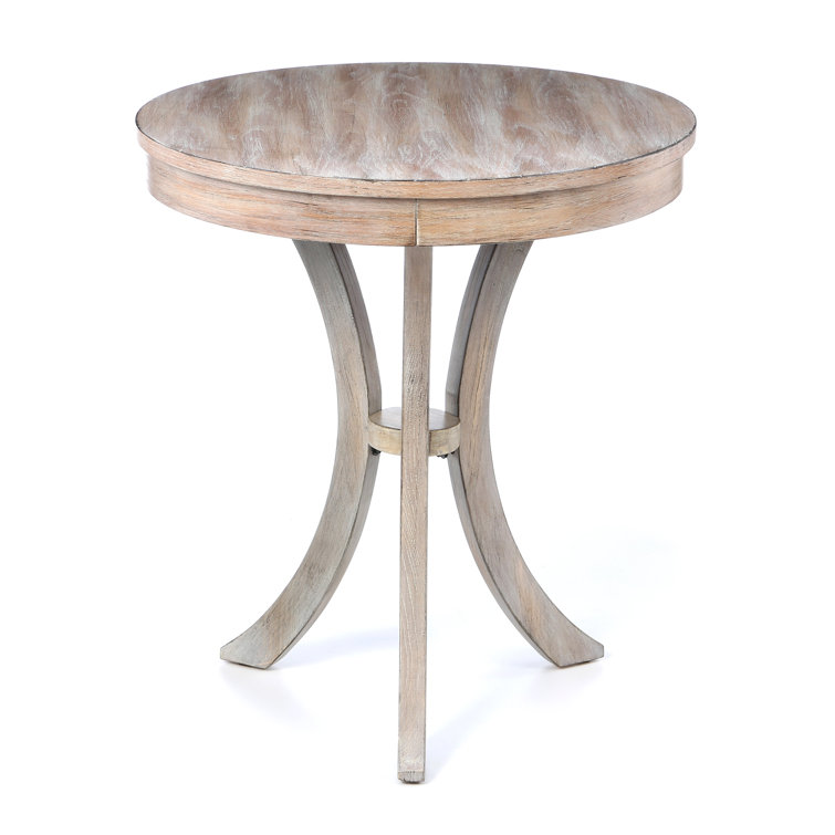 Sleek Bending Legs 24" Round Driftwood Side Table