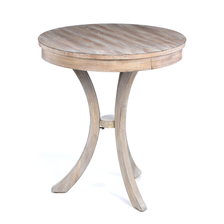 Sleek Bending Legs 24" Round Driftwood Side Table