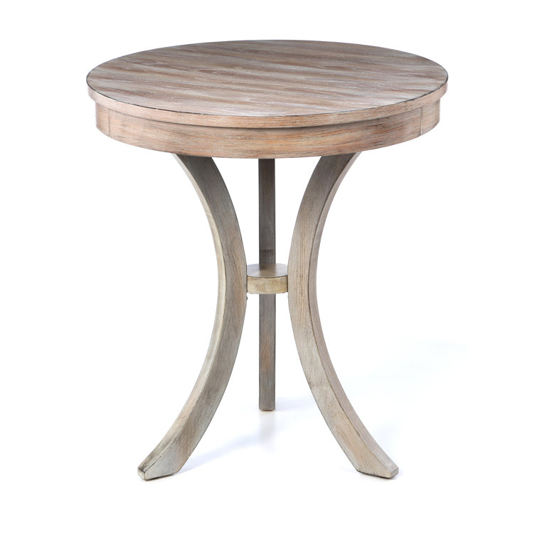 Sleek Bending Legs 24" Round Driftwood Side Table