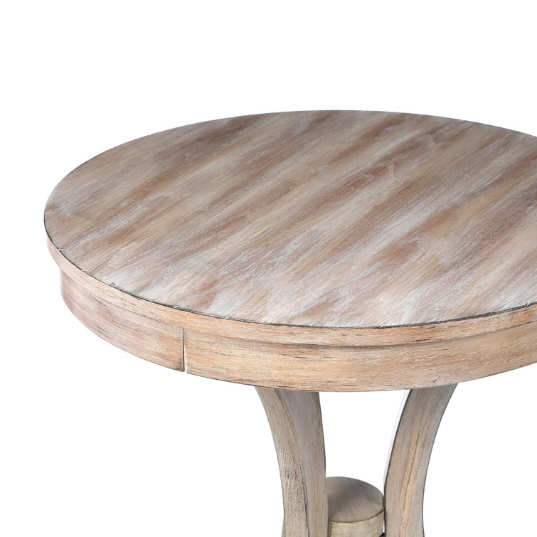 Sleek Bending Legs 24" Round Driftwood Side Table