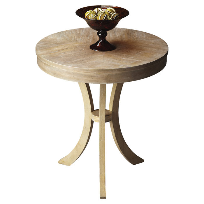 Sleek Bending Legs 24" Round Driftwood Side Table