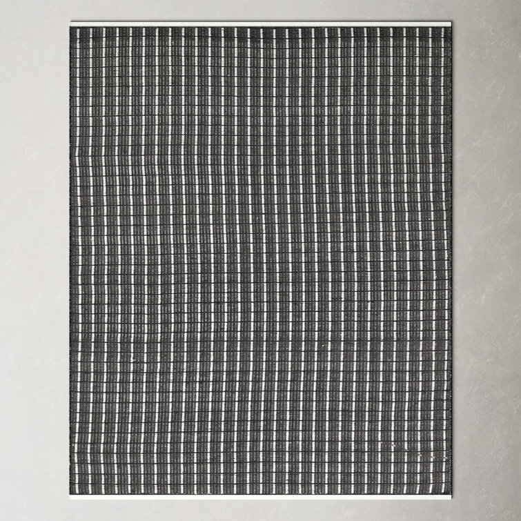 Handmade Black and White Geometric Synthetic 2' x 3' Rug