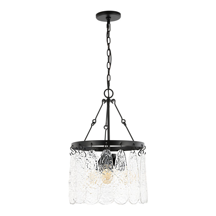 Black Iron and Crystal 3-Light Chandelier
