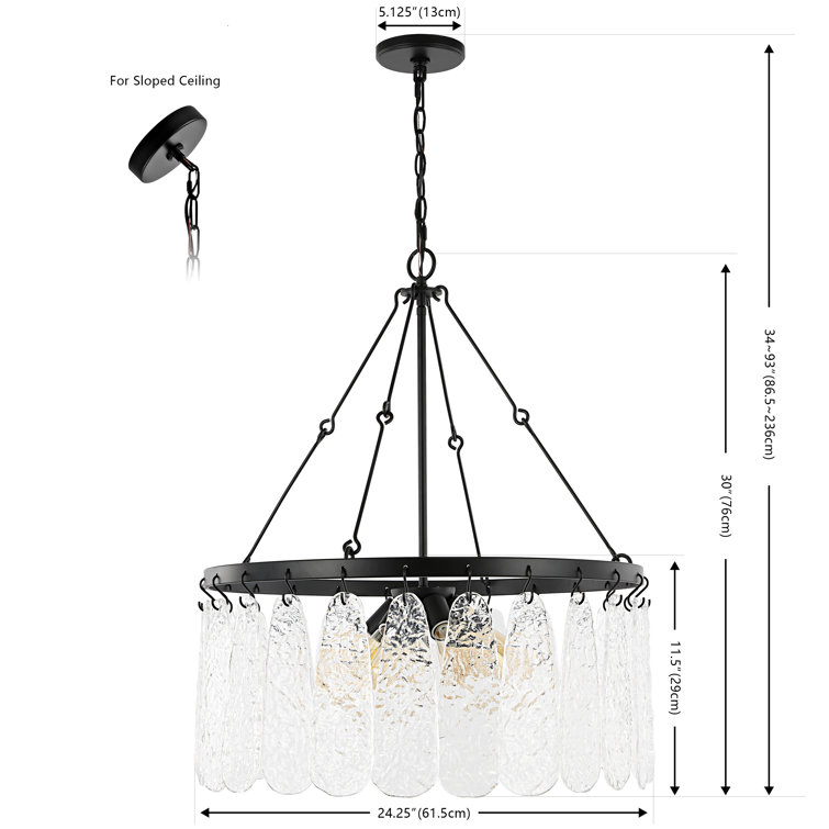Aremythia Black Iron and Crystal 6-Light Chandelier
