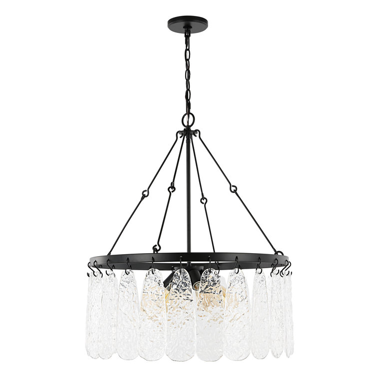 Aremythia Black Iron and Crystal 6-Light Chandelier