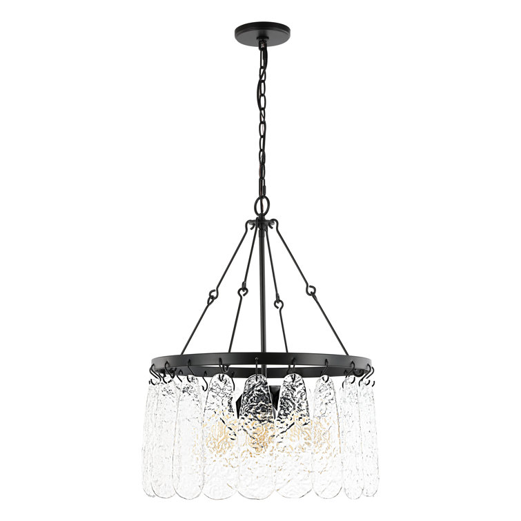 Selene Black Iron and Crystal 4-Light Chandelier