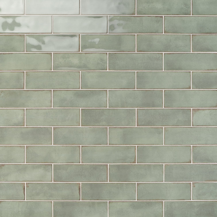 Santa Fe Green Handcrafted 4" x 12" Ceramic Subway Wall Tile