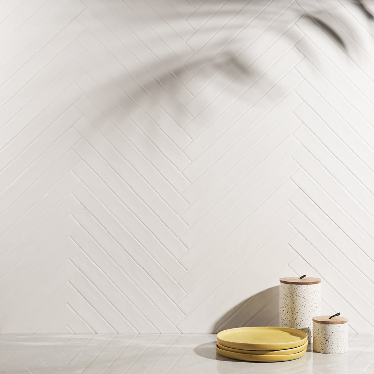 Nantucket 2" x 20" White Polished Ceramic Subway Wall Tile