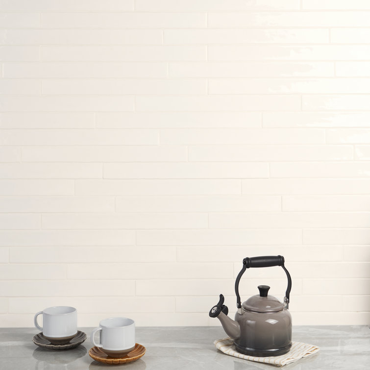 Nantucket 2" x 20" White Polished Ceramic Subway Wall Tile