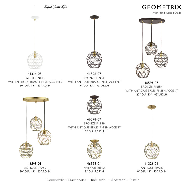 Geometrix Bronze Hand-Welded Glass LED Flush Mount