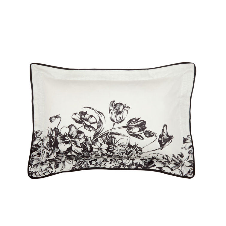 Twin White Cotton Reversible Comforter Set with Floral Design