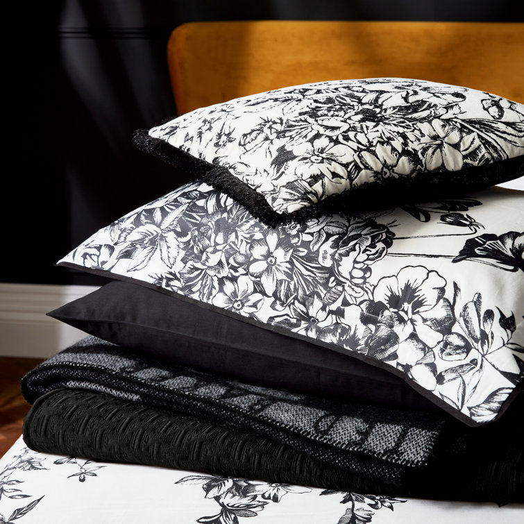 Twin White Cotton Reversible Comforter Set with Floral Design