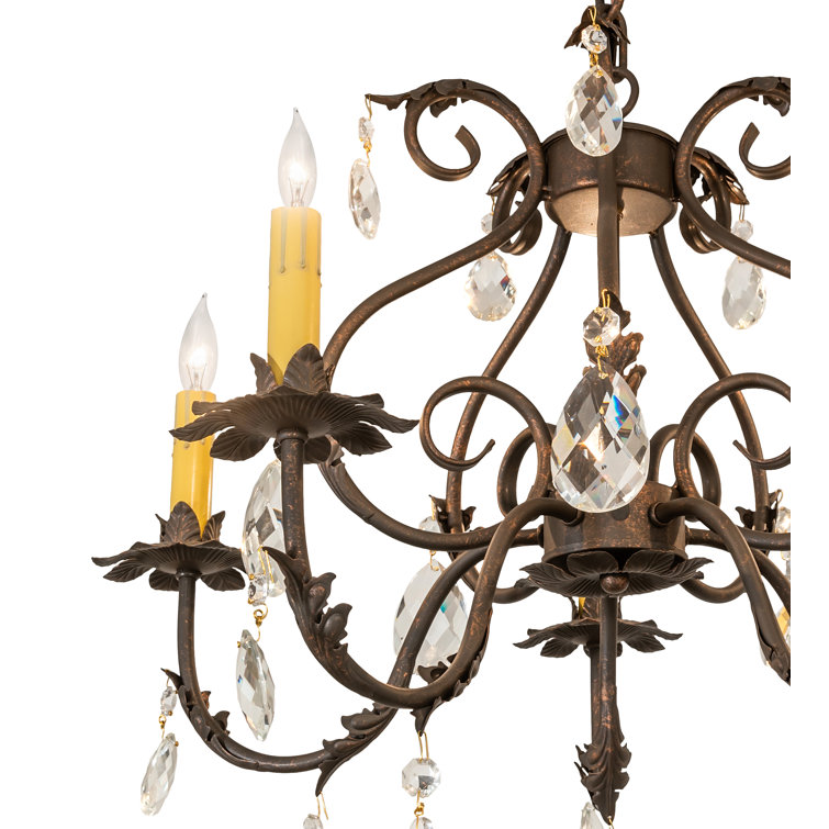 Bronze 5-Light Chandelier with Crystal Accents