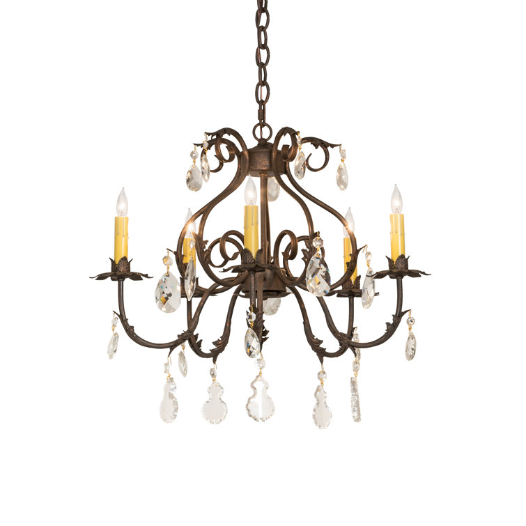 Bronze 5-Light Chandelier with Crystal Accents