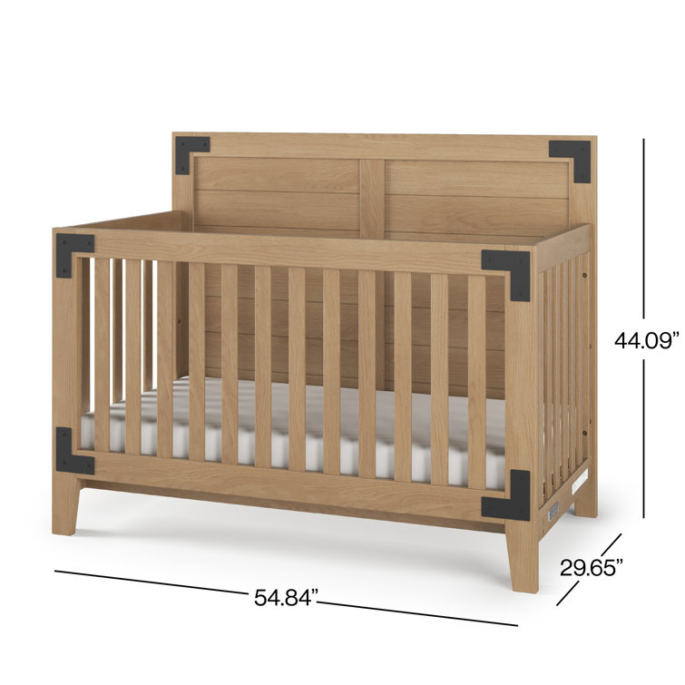 Lucas Nutmeg 4-in-1 Convertible Crib with Shiplap Headboard