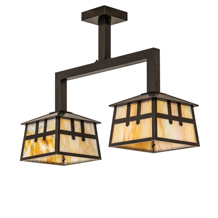 Craftsman Brown Glass Globe 2-Light Island Pendant