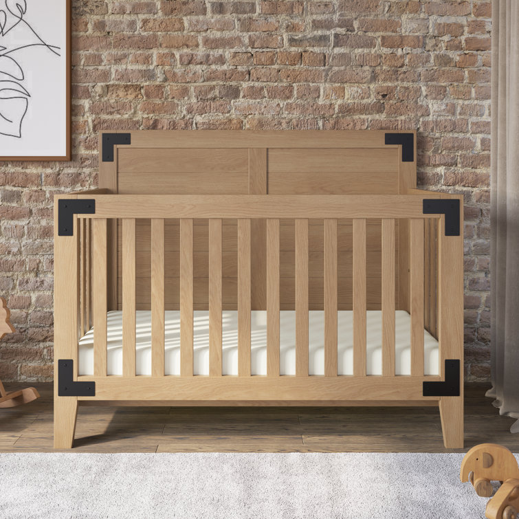 Lucas Nutmeg 4-in-1 Convertible Crib with Shiplap Headboard