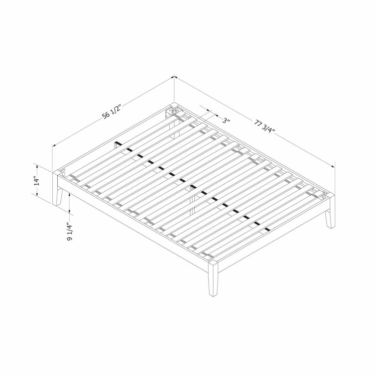 Pure White Solid Wood Queen Platform Bed with Upholstered Slats