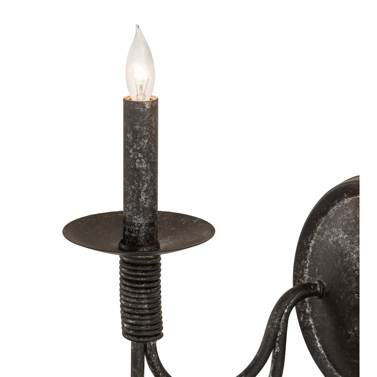 Charcoal Steel Dual Candle Wall Sconce with Smoke-Finish Lights