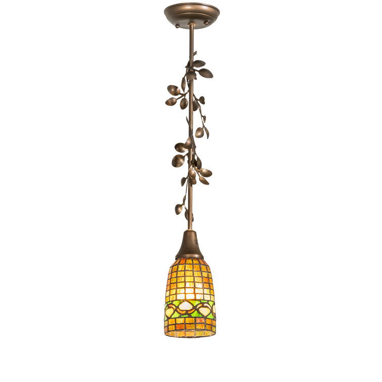 Antique Copper and Amber Glass Mini Pendant Light