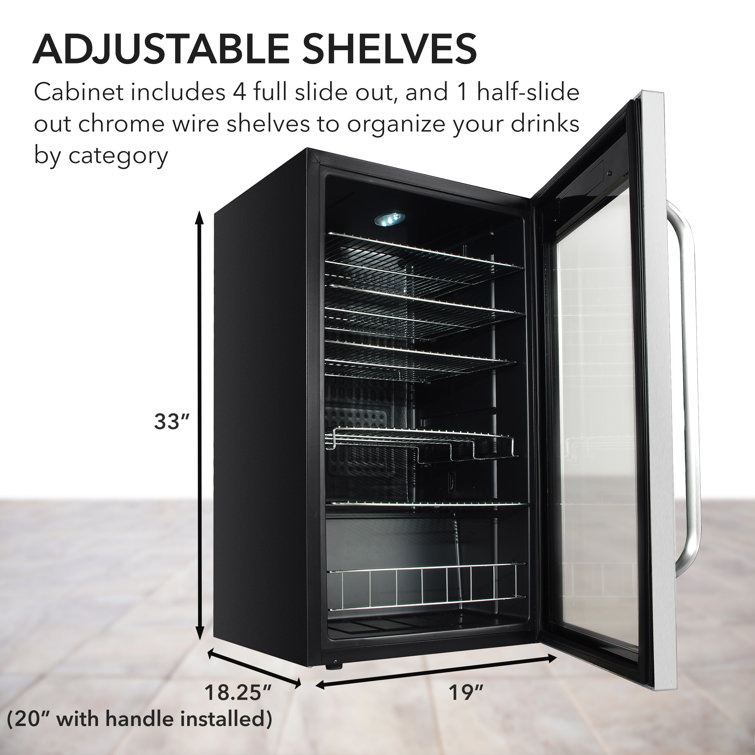 Sleek 121-Can Capacity Stainless Steel Beverage Chiller with Touch Control