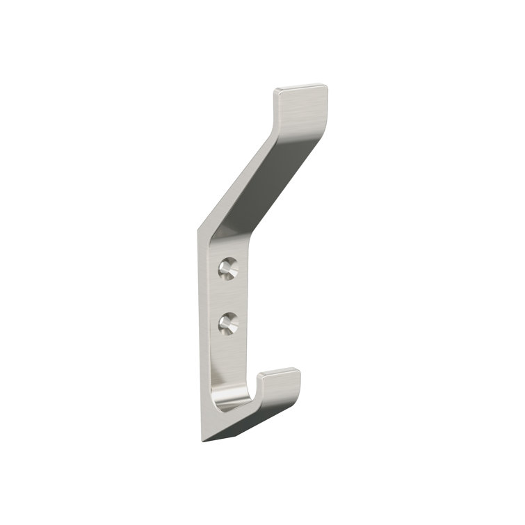 Satin Nickel Double Prong Metal Wall Hook