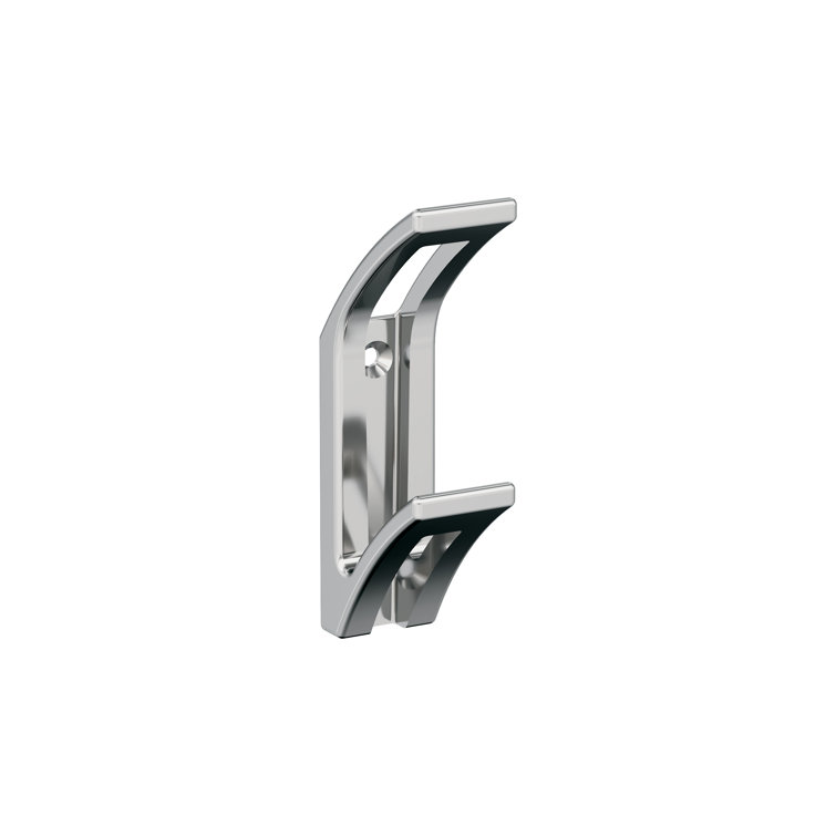 Chrome Double Prong Contemporary Metal Wall Hook